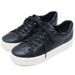 Vince Women's Black Benfield Leather Platform Sneakers Size 7